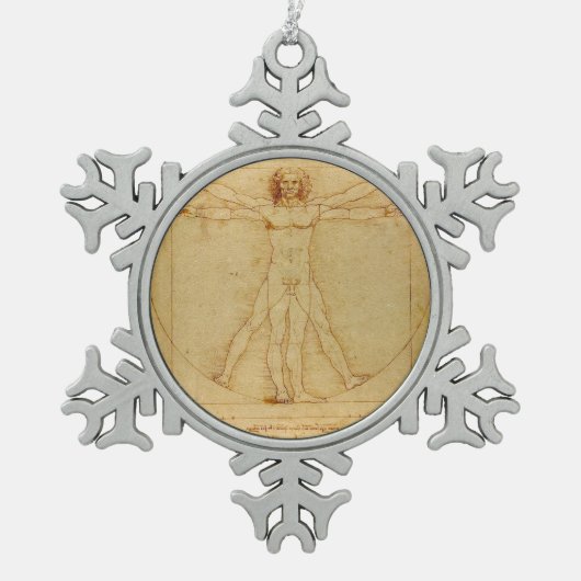 Vitruvian Man von Leonardo Da Vinci Schneeflocken Zinn-Ornament (Vorderseite)