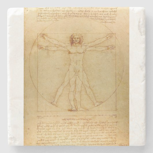 Vitruvian Man von Leonardo da Vinci Steinuntersetzer (Vorderseite)