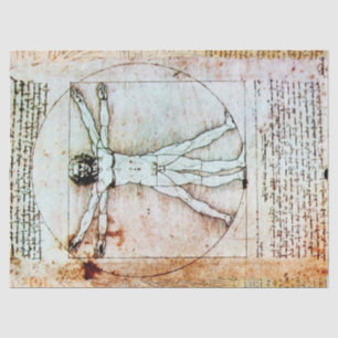 VITRUVIAN MAN - Zierpapier für antikes Pergament Seidenpapier