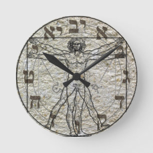 Vitruvian Mann-Da Vinci-Wanduhr Runde Wanduhr