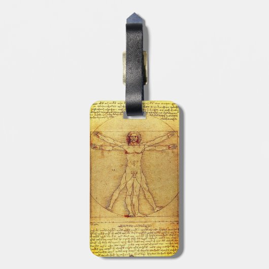 Vitruvian Mann durch Leonardo da Vinci Gepäckanhänger (Rückseite vertikal)