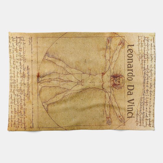 Vitruvian Mann durch Leonardo da Vinci Geschirrtuch (Horizontal)