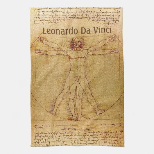 Vitruvian Mann durch Leonardo da Vinci Geschirrtuch (Vertikal)