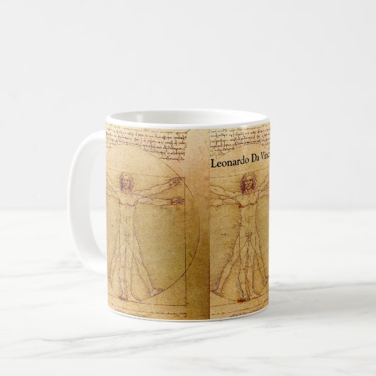 Vitruvian Mann durch Leonardo da Vinci Kaffeetasse (Vorderseite Links)