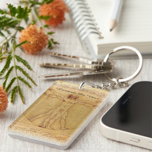 Vitruvian Mann durch Leonardo da Vinci Schlüsselanhänger (Vorderseite rechts)