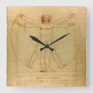 Vitruvian Mann Quadratische Wanduhr