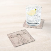 Vitruvian ManVitruvian Man, Leonardo da Vinci Rechteckiger Pappuntersetzer (Vor Ort)