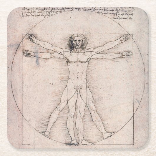 Vitruvian ManVitruvian Man, Leonardo da Vinci Rechteckiger Pappuntersetzer (Vorderseite)