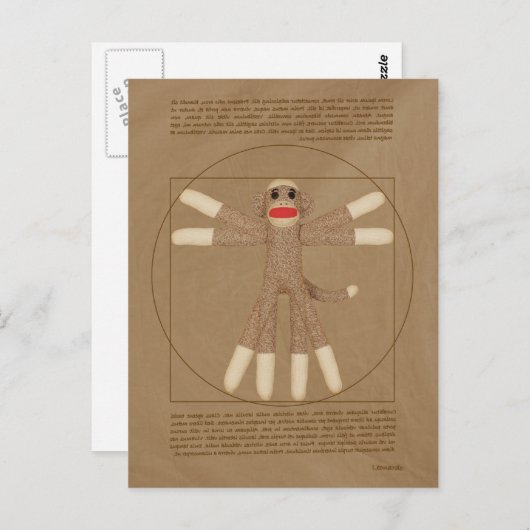 Vitruvian Monkey Postcard Postkarte (Vorne/Hinten)