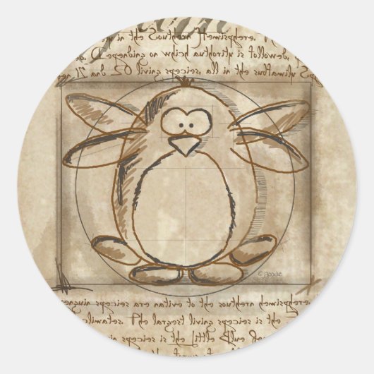 Vitruvian Penguin Runder Aufkleber (Vorderseite)