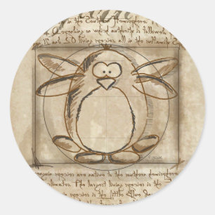 Vitruvian Penguin Runder Aufkleber