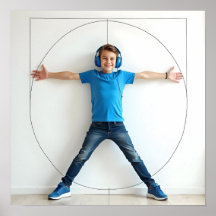 Vitruvian Style Child Blue Kopfhörer Autismus Neur