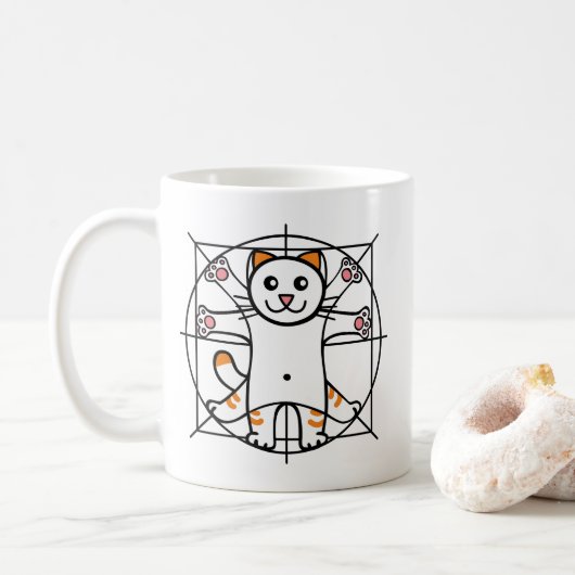 Vitruvianische Katze Kaffeetasse (Mit Donut)