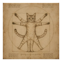 Vitruvianische Katzen-Renaissance-Parodie-Kunst