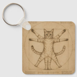 Vitruvianische Katzen-Renaissance-Parodie-Kunst Schlüsselanhänger