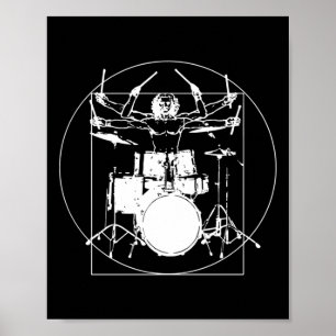 Vitruvianischer Mann-Trommler-Aufkleber Poster
