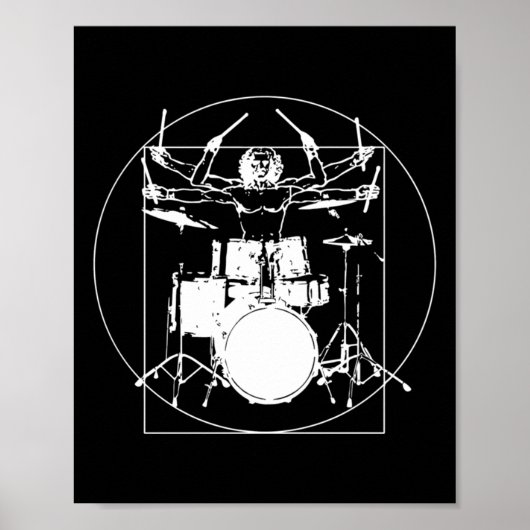 Vitruvianischer Mann-Trommler-Aufkleber Poster (Vorne)