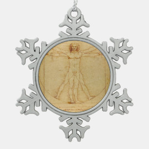 Vitruvianischer Mensch von Leonardo Da Vinci Schneeflocken Zinn-Ornament