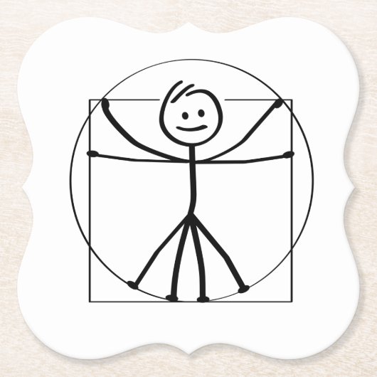 Vitruvius en Vitruviusman. Leonardo da Vinci.  Untersetzer (Vorderseite)