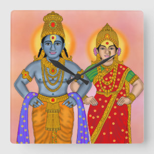 Vitthal Rukmini-Uhr Quadratische Wanduhr