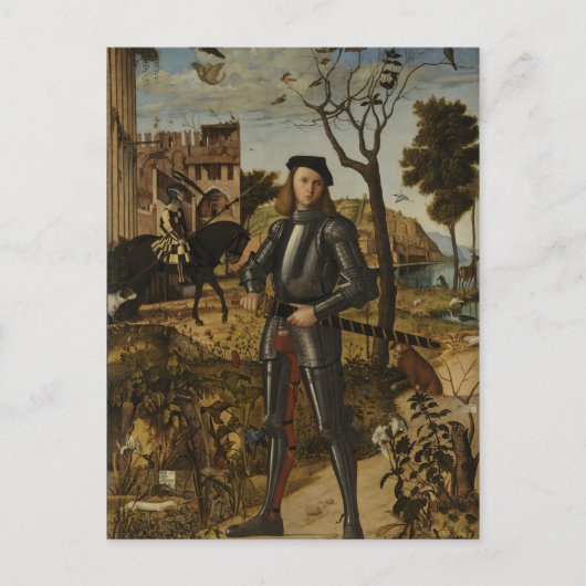 Vittore Carpaccio - Junger Ritter in einer Landsch Postkarte (Vorderseite)