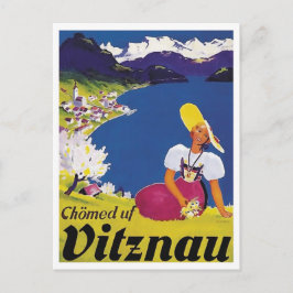 Vitznau, Luzern, Schweiz, Frau auf dem Hügel Postkarte