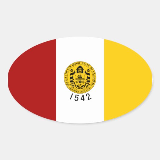 VIUR San Diego Flag Ovaler Aufkleber (Vorderseite)