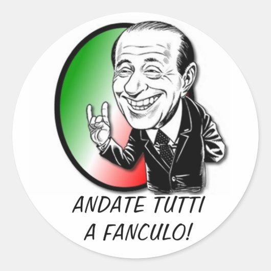 VIVA BERLUSCONI ! RUNDER AUFKLEBER (Vorderseite)