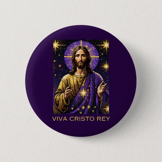 Viva Cristo Rey Katholik Jesus Christus der König Button (Vorderseite)