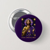 Viva Cristo Rey Katholik Jesus Christus der König Button (Vorne & Hinten)