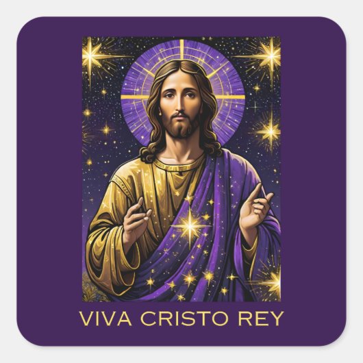 Viva Cristo Rey Katholik Jesus Christus der König Quadratischer Aufkleber (Vorderseite)