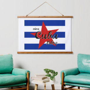 Viva Cuba Libre, Havanna, Fidel Castro, Che Guevar Wandteppich Mit Holzrahmen