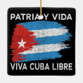 Viva Cuba Libre Patria Y Vida Cuba Flag Keramikornament (Rückseite)