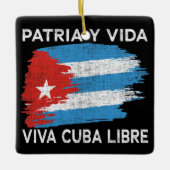 Viva Cuba Libre Patria Y Vida Cuba Flag Keramikornament (Vorderseite)