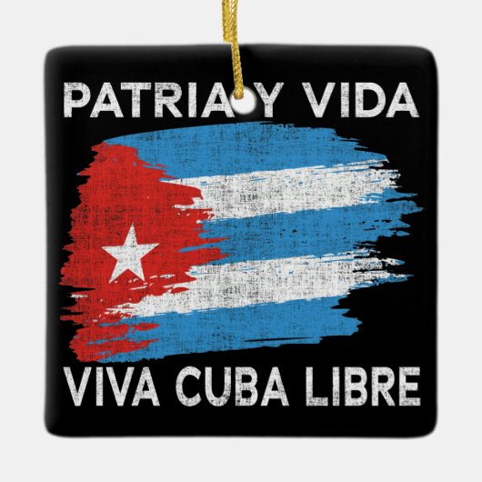 Viva Cuba Libre Patria Y Vida Cuba Flag Keramikornament (Vorderseite)