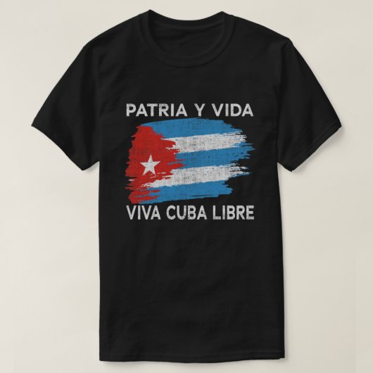 Viva Cuba Libre Patria Y Vida Cuba Flag T-Shirt (Design vorne)