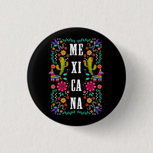 Viva el Mexico Proud Mexiko Mexiko Blume Symbol Button