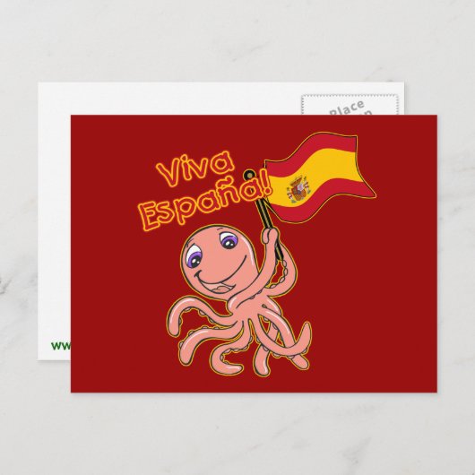 Viva Espana mit Octopus Soccer Tshirt Postkarte (Vorne/Hinten)
