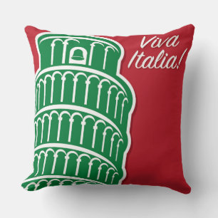 Viva Italia Tricolor Schiefer Turm von Pisa Kissen