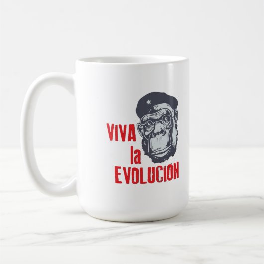 "Viva la Evolucion" (Lange Evolution). Kaffeetasse (Links)