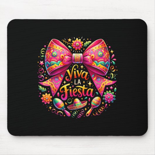 Viva La Fiesta Coquette Bow Cinco De Mayo Mexican Mousepad (Vorne)