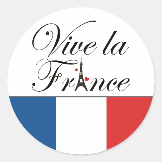 Viva la France Typografie Runder Aufkleber (Vorderseite)