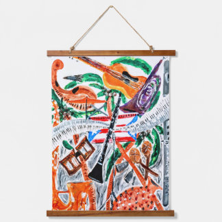 Viva La Música Wandteppich Mit Holzrahmen