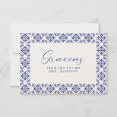 Viva La Novia Blue Talavera Brautparty Dankeskarte (Vorderseite)