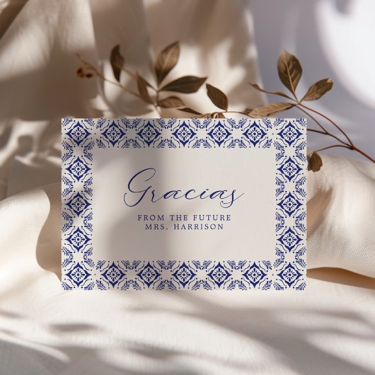 Viva La Novia Blue Talavera Brautparty Dankeskarte