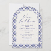 Viva La Novia Blue Talavera Brautparty Einladung (Vorderseite)