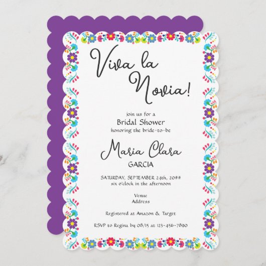 Viva la Novia Mexican Despedida Bash Brautparty Einladung (Vorne/Hinten)