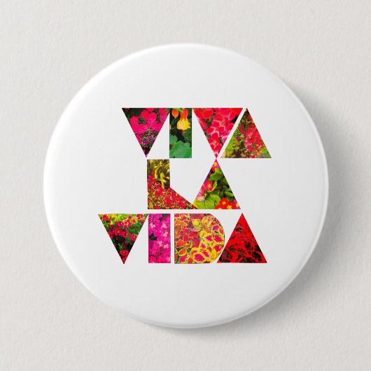 VIVA LA VIDA White Floral Letters Button (Vorderseite)