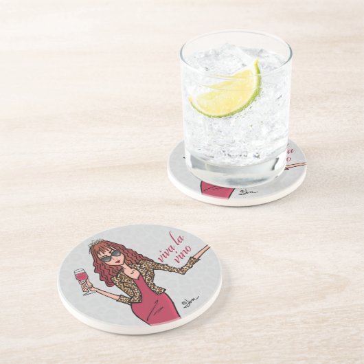 Viva La Vino Leopard Queen Sandstone Untersetzer (Seite)