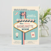 Viva Las Vegas Bachelorette Wochenende Einladung (Stehend Vorderseite)